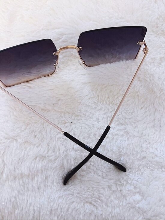 Blair Black Modern Rectangle Half Rim Sunglasses main image 9